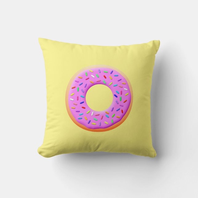 Cute Doughnut Drawing With Sprinkles Throw Pillow (Front)