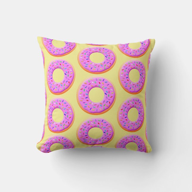Cute Doughnut Drawing With Sprinkles Throw Pillow (Front)