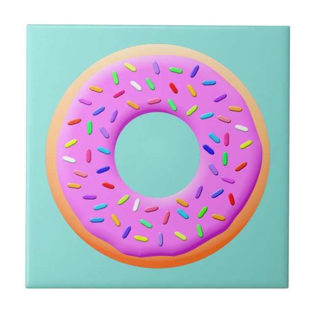 Cute Doughnut Drawing With Sprinkles Tile (Front)