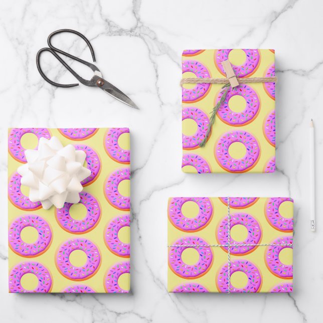 Cute Doughnut Drawing With Sprinkles Wrapping Paper Sheet (Front)