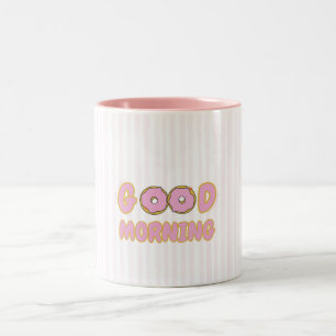 Cute Doughnut Good Morning Two-Tone Coffee Mug