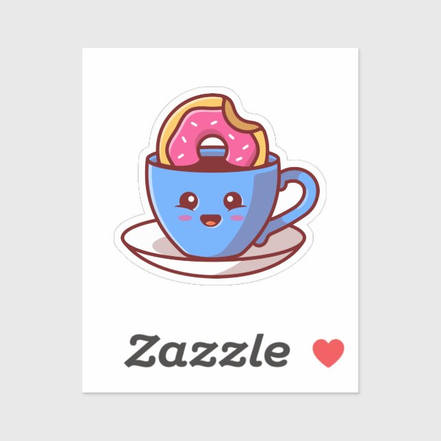 Cute Doughnut In Coffee Sticker (Sheet)