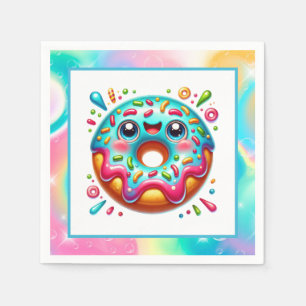 Cute doughnut lovers party napkin