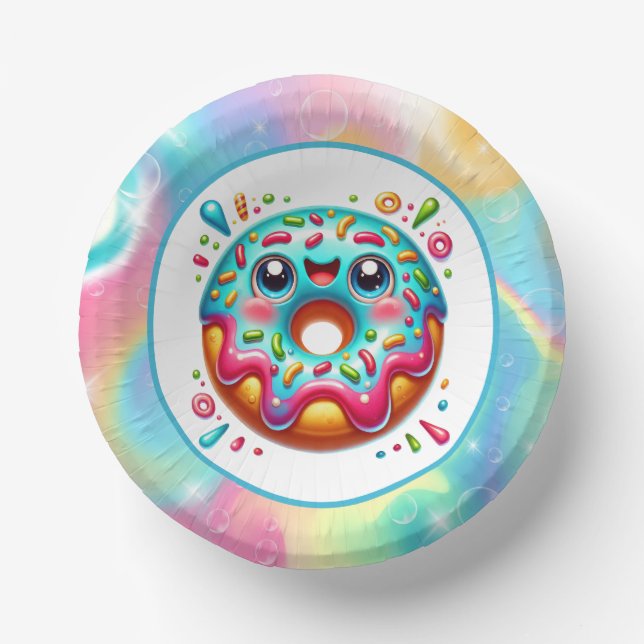Cute doughnut lovers party paper plate (Front)