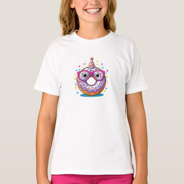 Cute Doughnut Party Kids’ T-Shirt  (Front)
