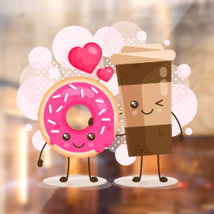 Cute Doughnut Shop True Love Doughnuts with Coffee Window Cling