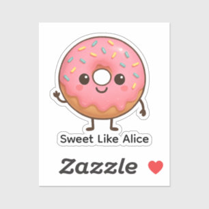 Cute Doughnut Sticker – Personalized Name Sticker