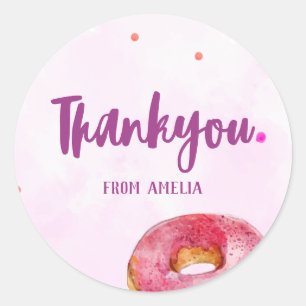 Cute Doughnut sweet one girl 1st Birthday  Classic Round Sticker