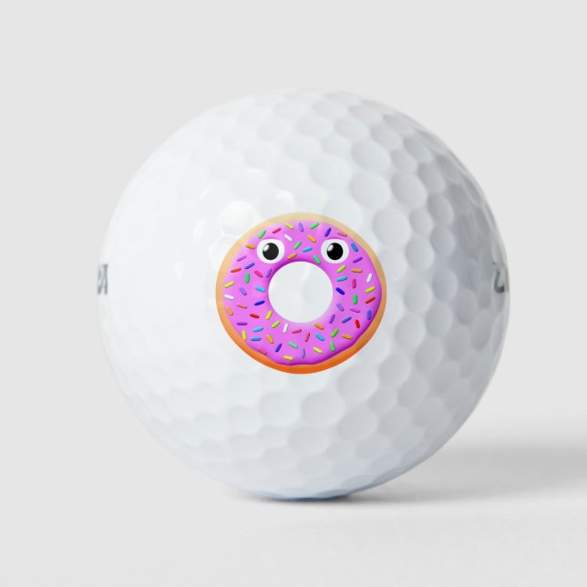 Cute Doughnut With Eyes And Sprinkles Drawing Golf Balls (Front)