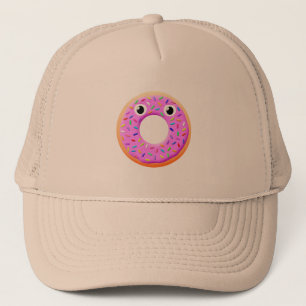 Cute Doughnut With Eyes And Sprinkles Drawing Trucker Hat