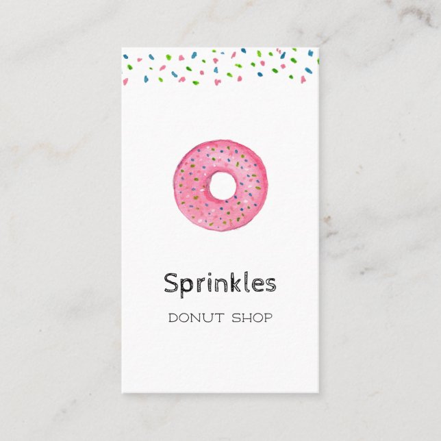 Cute Doughnut with sprinkles Doughnut shop Busines Business Card (Front)