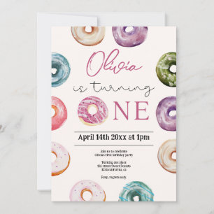 Cute Doughnuts 1st Birthday,Sweet Treats for baby  Invitation