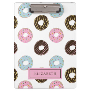 Cute Doughnuts Add your own Name Custom Monogram Clipboard