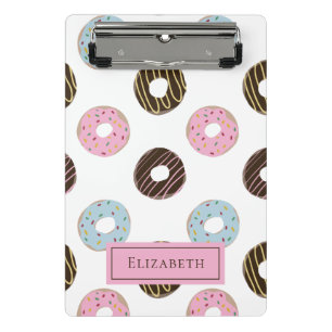 Cute Doughnuts Add your own Name Custom Monogram Mini Clipboard