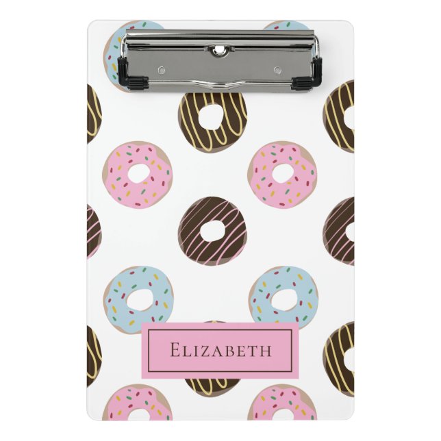 Cute Doughnuts Add your own Name Custom Monogram  Mini Clipboard (Front)