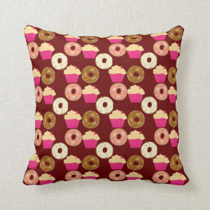 Cute Doughnuts & Cupcakes Throw Pillow