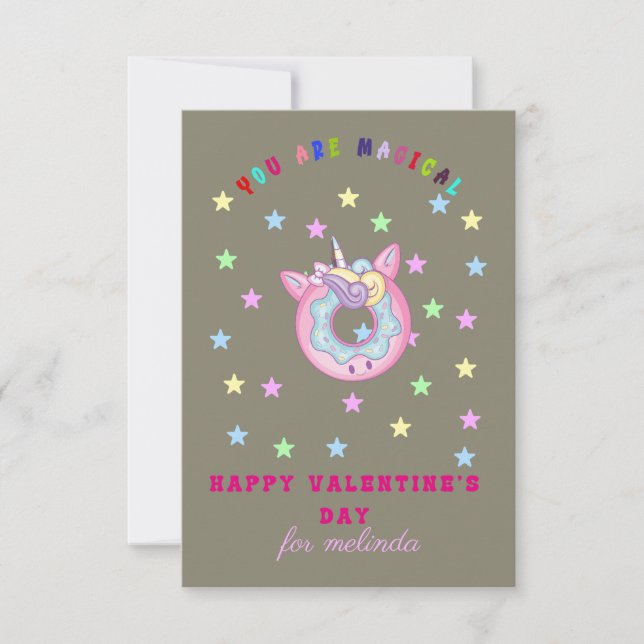 cute doughnuts unicorn valentine's day card (Front)