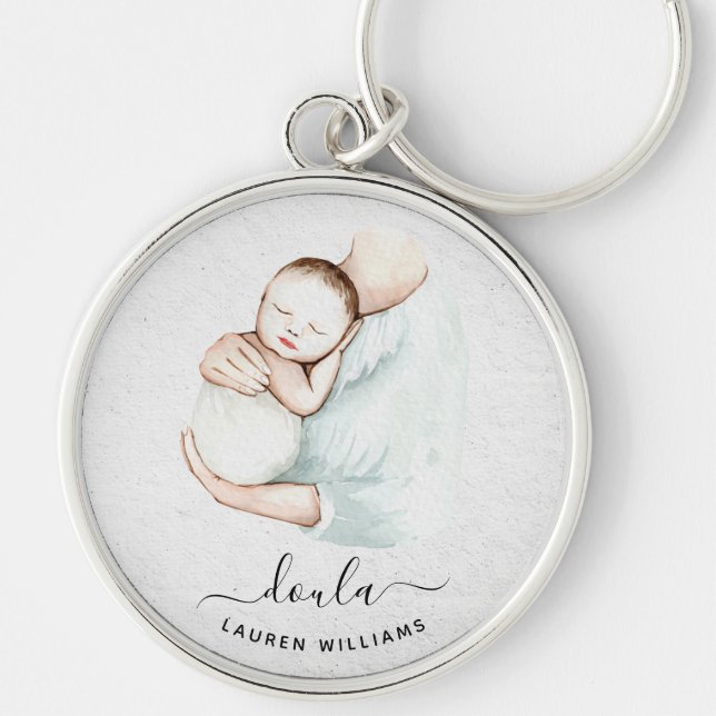 Cute Doula Midwife Pregnancy Birth Baby Simple Keychain (Front)