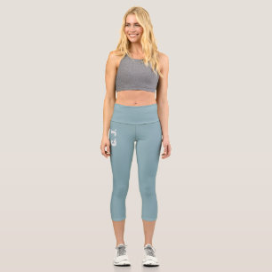 Cute dove blue monogrammed  capri leggings