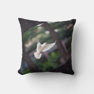 Cute Dove White Pigeon Love & Peace Symbol Bird Throw Pillow