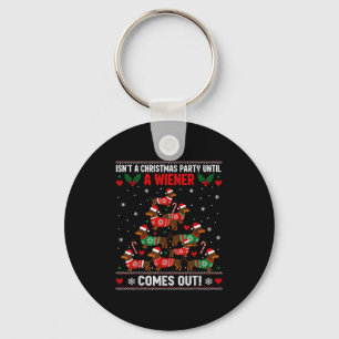 Cute Doxie Christmas Saying Funny Wiener Dog Humor Keychain
