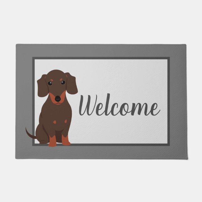 Cute Doxie Welcome Doormat (Front)