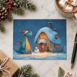 Cute Dragon at North Pole Postcard