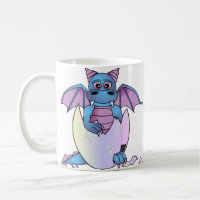 Cute Dragon Baby in Cracked Egg - Blue / Purple
