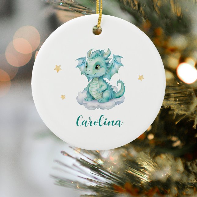 Cute Dragon Baby Shower Ceramic Ornament (Creator Uploaded)