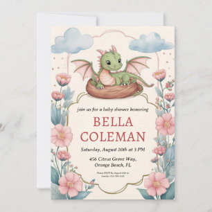 cute dragon baby shower invitations