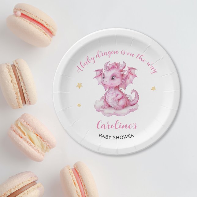 Cute Dragon Baby Shower Paper Plate (Creator Uploaded)