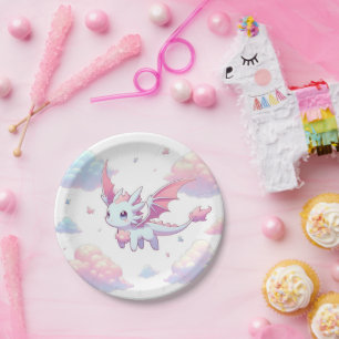 Cute Dragon Baby Shower Paper Plate