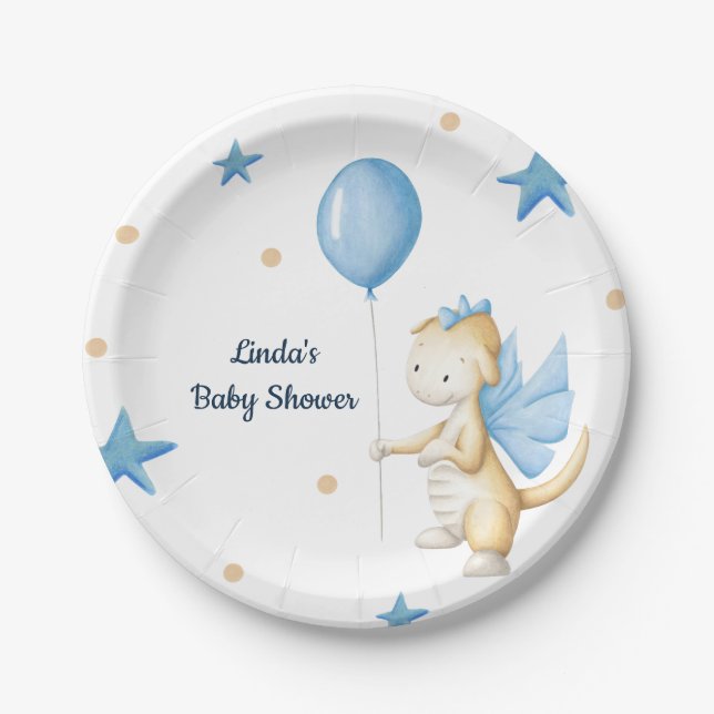 Cute Dragon Baby Shower Party Paper Plate (Front)