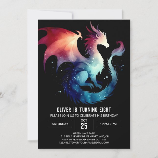 Cute Dragon Birthday Customizable Invitation (Front)