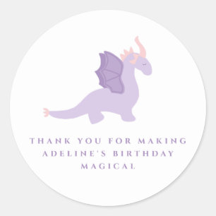 Cute Dragon Birthday Favour Sticker 
