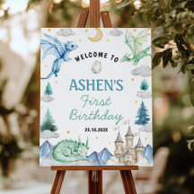 Cute Dragon Birthday Welcome Sign