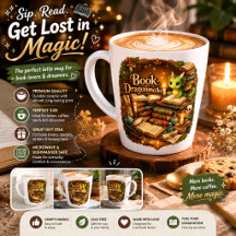 Cute Dragon Book Lover Latte Mug | Fantasy Reading