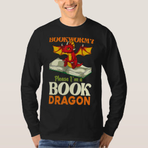 Cute Dragon Bookworm Book Reading  Book Dragon T-Shirt