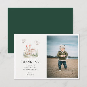 Cute Dragon Castle Theme Birthday Party Photo Thank You Card