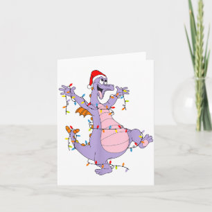 Cute Dragon Christmas Lights Santa Hat Animal Men Card