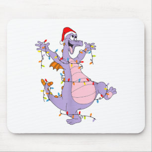 Cute Dragon Christmas Lights Santa Hat Animal Men Mouse Pad