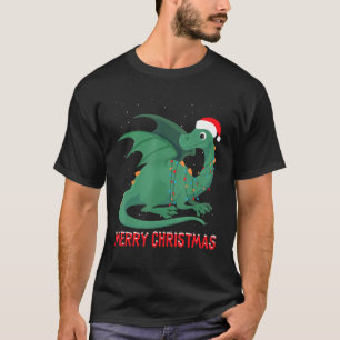 Cute Dragon Christmas Tree Lights Xmas Holidays T-Shirt