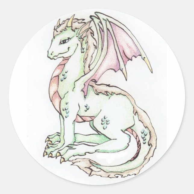 Cute Dragon Classic Round Sticker (Front)
