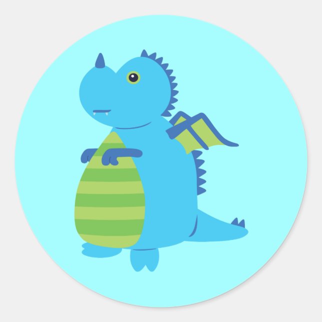 Cute Dragon Classic Round Sticker (Front)