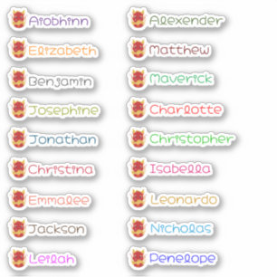 Cute Dragon Custom Multiple Names Stickers