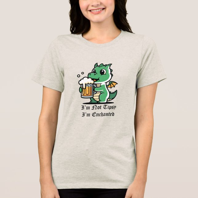 Cute Dragon Drinking Beer Tri-Blend Shirt (Front)