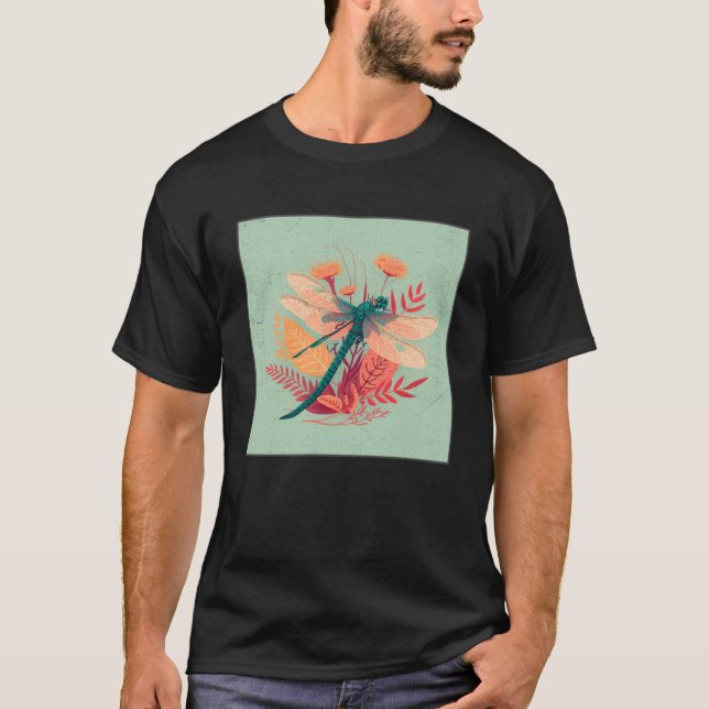 Cute Dragon Fly Illustation Aesthetic Colourful Wo T-Shirt (Front)