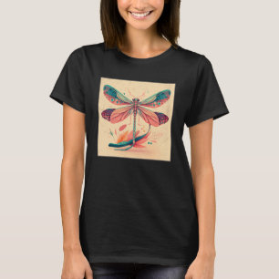 Cute Dragon Fly Illustation Aesthetic Colourful Wo T-Shirt