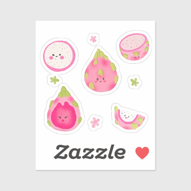 Cute Dragon Fruit Illustration – Kawaii Pitaya (Sheet)
