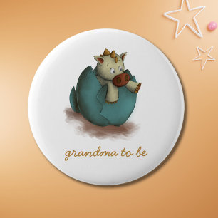 Cute Dragon Hatching Grandma to Be 2 Inch Round Button